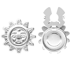 Roestvrij stalen (RVS) Stainless steel button covers zon met gezicht Silver