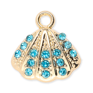 Bedels metaal schelp met strass Gold-blue