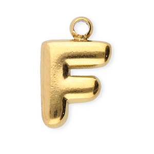 Roestvrij stalen (RVS) Stainless steel bedels letter F Gold