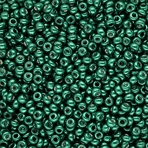 Glaskralen Rocailles 8/0 (3mm) Metallic shine teal green