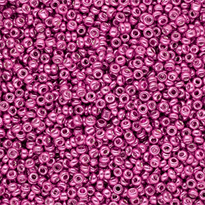 Glaskralen Rocailles 12/0 (2mm) Metallic shine fuchsia pink