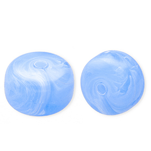 Acryl kralen disc Light blue-marble
