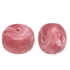 Acryl kralen disc Warm pink-marble