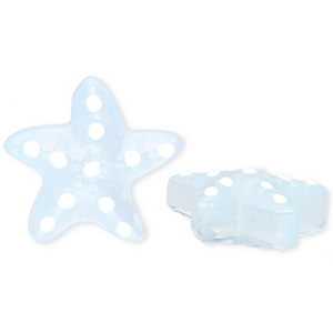 Handgemaakte glaskralen zeester Transparent light blue-white
