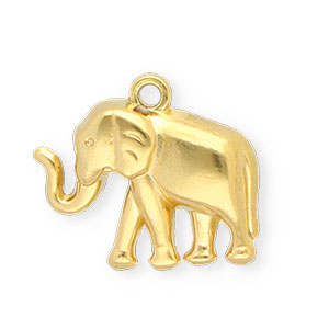 Roestvrij stalen (RVS) Stainless steel bedels olifant Gold