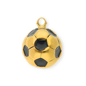 Roestvrij stalen (RVS) Stainless steel bedels voetbal Gold-black