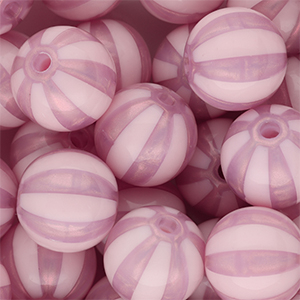 16 mm DQ&reg; acryl kralen met strepen Vintage pink