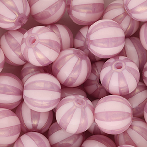 12 mm DQ&reg; acryl kralen met strepen Vintage pink