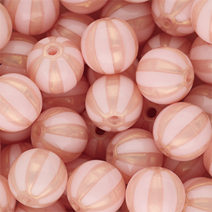 12 mm DQ&reg; acryl kralen met strepen Light pink-peach pink