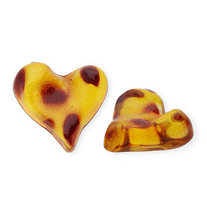 Acryl cabochons hart met luipaardprint Amber brown