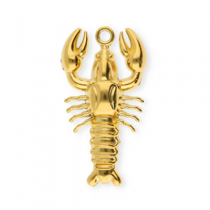 Roestvrij stalen (RVS) Stainless steel bedels kreeft Gold