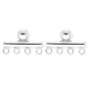 BY31&reg; Roestvrij stalen (RVS) Stainless steel onderdelen oorbellen&nbsp;/&nbsp;oorstekers staaf met 4 oogjes Silver