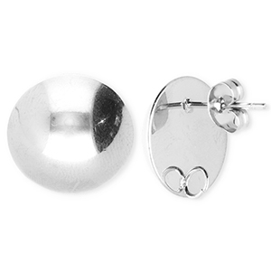 BY31&reg; Roestvrij stalen (RVS) Stainless steel onderdelen oorbellen&nbsp;/&nbsp;oorstekers rond met oogje Silver