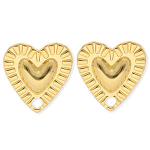 BY31&reg; Roestvrij stalen (RVS) Stainless steel onderdelen oorbellen&nbsp;/&nbsp;oorstekers hart met oogje Gold