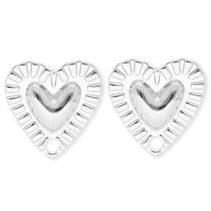 BY31&reg; Roestvrij stalen (RVS) Stainless steel onderdelen oorbellen&nbsp;/&nbsp;oorstekers hart met oogje Silver
