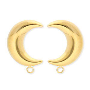 BY31&reg; Roestvrij stalen (RVS) Stainless steel onderdelen oorbellen&nbsp;/&nbsp;oorstekers maan met oogje Gold