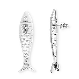 BY31&reg; Roestvrij stalen (RVS) Stainless steel onderdelen oorbellen&nbsp;/&nbsp;oorstekers vis met oogje Silver