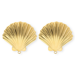 BY31&reg; Roestvrij stalen (RVS) Stainless steel onderdelen oorbellen&nbsp;/&nbsp;oorstekers schelp met oogje Gold