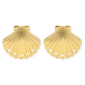 BY31&reg; Roestvrij stalen (RVS) Stainless steel onderdelen oorbellen&nbsp;/&nbsp;oorstekers schelp met 5 oogjes Gold