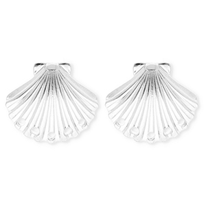 BY31&reg; Roestvrij stalen (RVS) Stainless steel onderdelen oorbellen&nbsp;/&nbsp;oorstekers schelp met 5 oogjes Silver