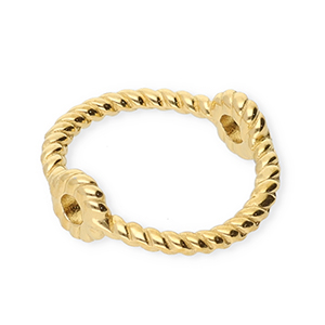 Roestvrij stalen (RVS) stainless steel onderdelen dichte ring met 2 oogjes 13mm Gold