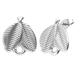 Roestvrij stalen (RVS) Stainless steel onderdelen oorbellen / oorstekers blad met oogje Silver