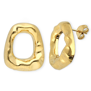 Roestvrij stalen (RVS) Stainless steel oorbellen / oorstekers trapezium Gold