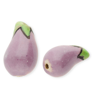 Kralen keramiek aubergine Dusty mauve-green