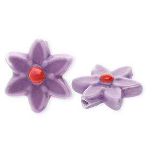 Kralen keramiek bloem Dark mauve