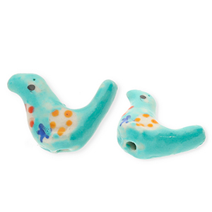 Kralen keramiek vogel Turquoise-multicolour