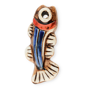 Hanger keramiek vis Brown-white-dark blue-red