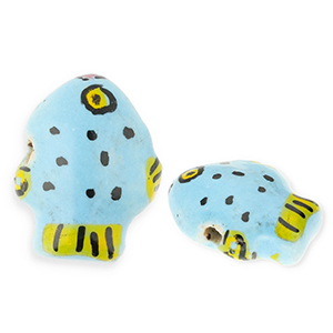 Kralen keramiek vis Blue-yellow-black