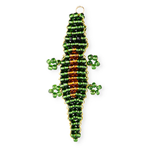 BY31&reg; Bedels van glaskralen krokodil Dark green-amber brown-black-gold