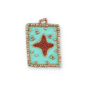 Handgemaakte bedels van stof ster Turquoise-brown-gold