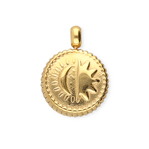 BY31&reg; Roestvrij stalen (RVS) Stainless steel bedels rond met zon & maan Gold