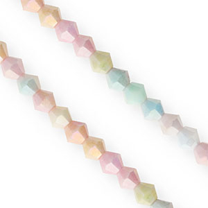 Top Facet kralen bicone 6mm Multicolour pastel-AB coating