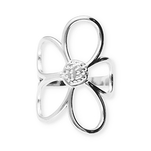 Roestvrij stalen (RVS) Stainless steel ringen bloem Silver