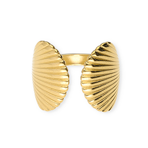 Roestvrij stalen (RVS) Stainless steel ringen schelpen Gold