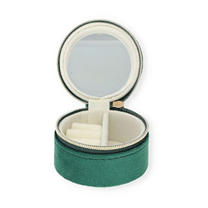 Sieraden reisdoosje met spiegeltje rond Emerald green