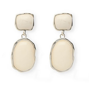 Trendy oorbellen&nbsp;/&nbsp;oorstekers met RVS steker Silver-beige