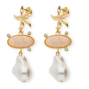 Trendy oorbellen&nbsp;/&nbsp;oorstekers met RVS steker Gold-beige-white