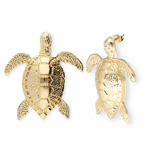 Trendy oorbellen&nbsp;/&nbsp;oorstekers schildpad met RVS steker Gold