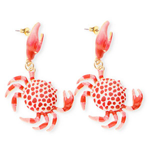 Trendy oorbellen&nbsp;/&nbsp;oorstekers enamel krab met RVS steker Gold-red-pink-white