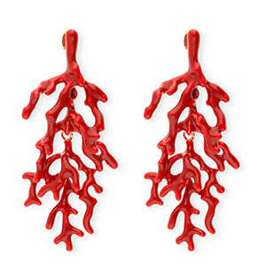 Trendy oorbellen&nbsp;/&nbsp;oorstekers enamel koraal met RVS steker Gold-dark red
