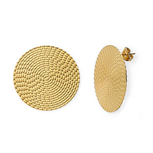 Roestvrij stalen (RVS) Stainless steel oorbellen / oorstekers rond Gold