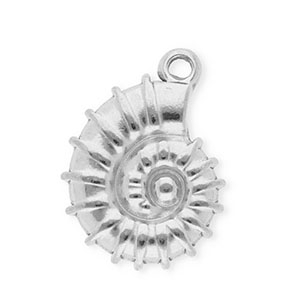 Roestvrij stalen (RVS) Stainless steel bedels zeeschelp Silver