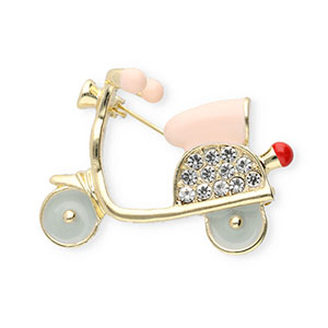 Broches scooter met strass Gold-nude pink-white-crystal