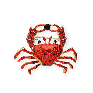 Broches krab met strass Gold-red-black