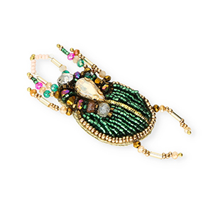 Broches kever Gold-green-transparant-pink