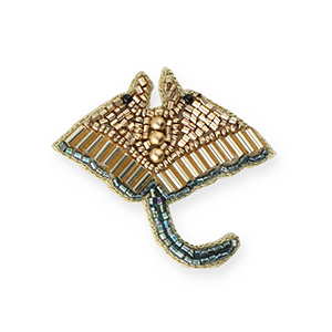 Broches rog Gold-transparent teal blue-black